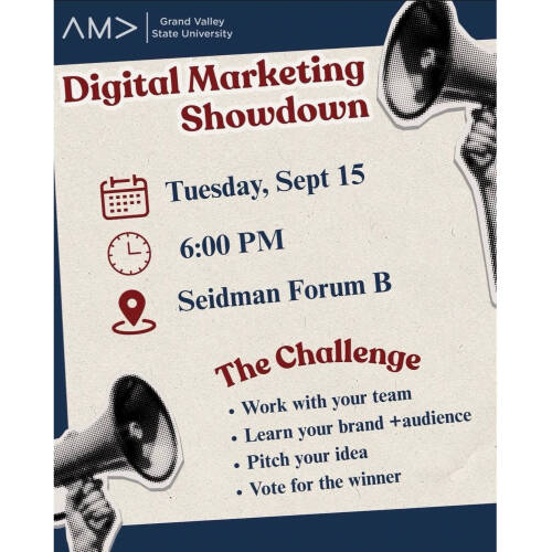 American Marketing Associations Social Media and Digital Marketing Night Join the American Marketing Association on 9/15 at 6pm in Seidman Forum B as we have a fun game night dedicated to social media and digital marketing! Be ready for a fun competition